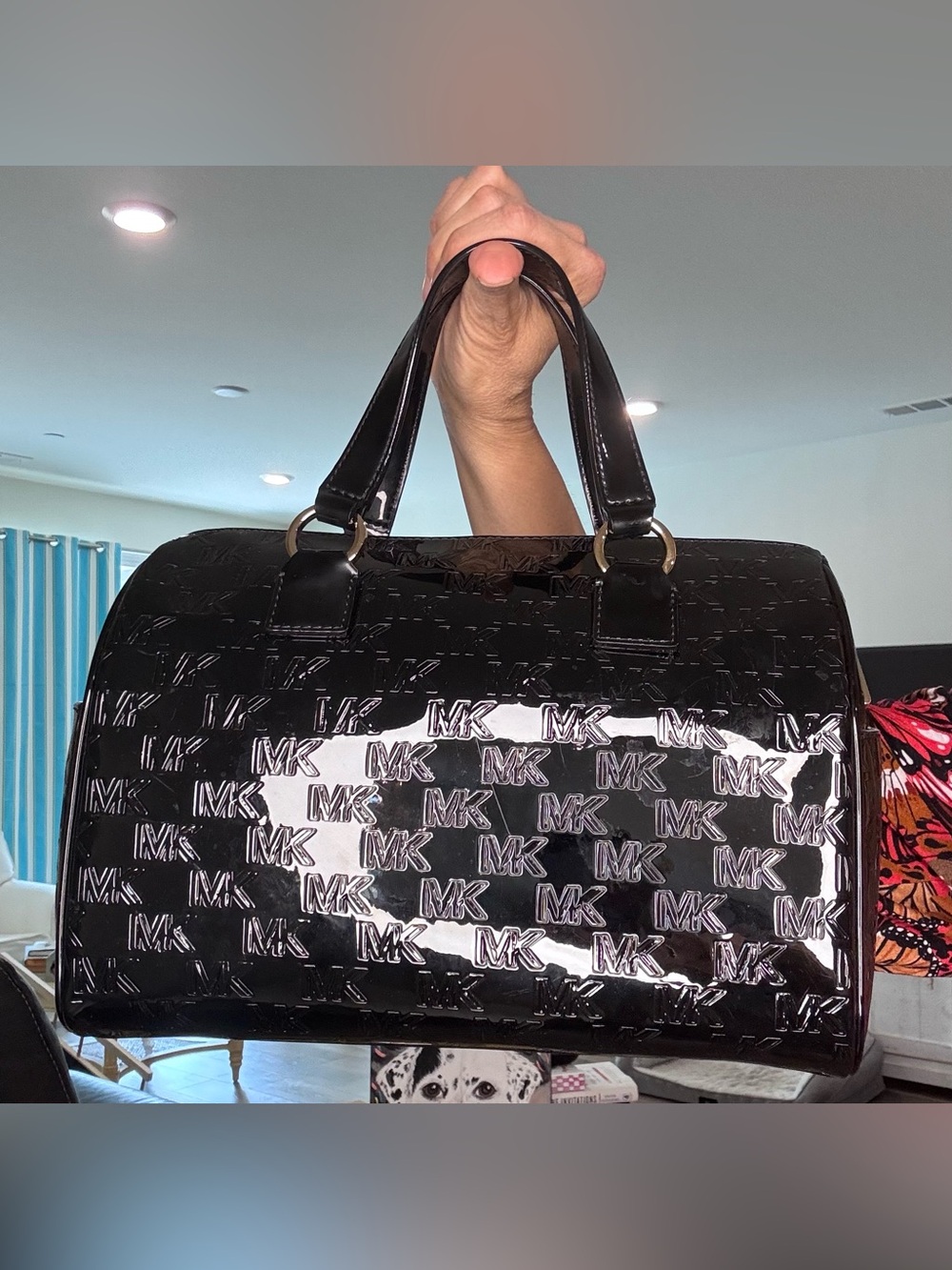 Michael Kors Patent leather medium duffle satchel NEW with dust bag - Picture 9 of 14